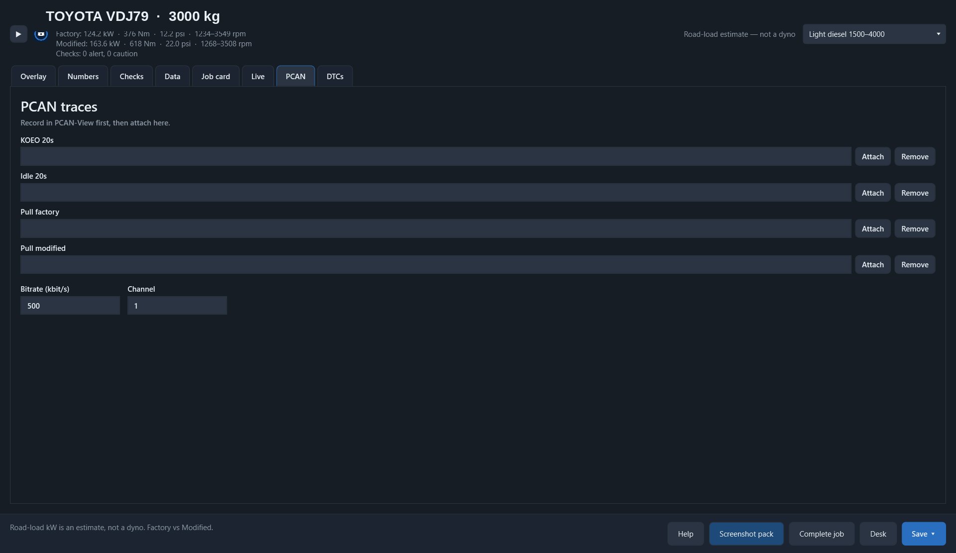 CAN trace attach tab